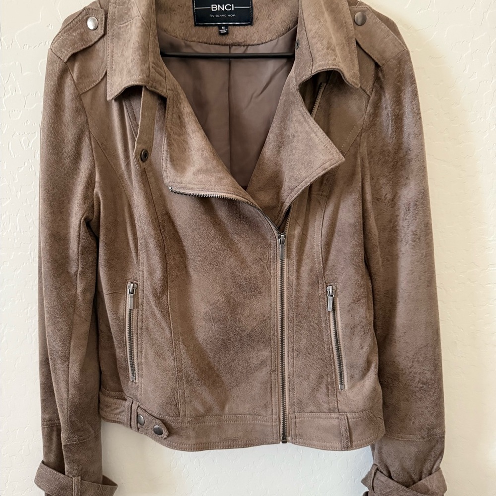 Blanc Noir Women's Brown Suede Leather Jacket